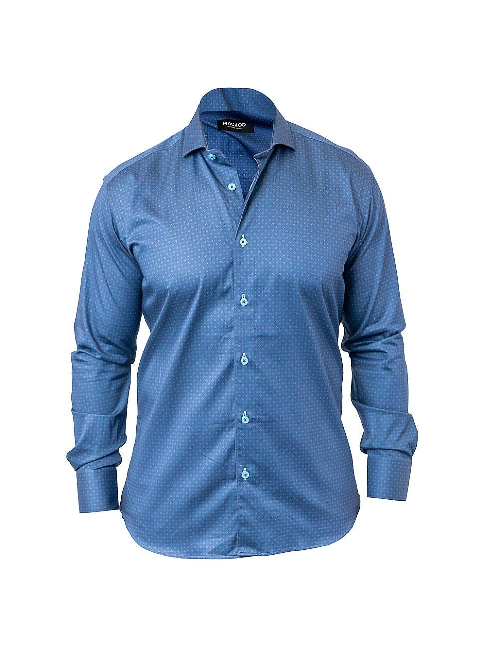 Maceoo Einstein Stretchstamped 01 Blue Contemporary Fit Button-Up Shirt Product Image