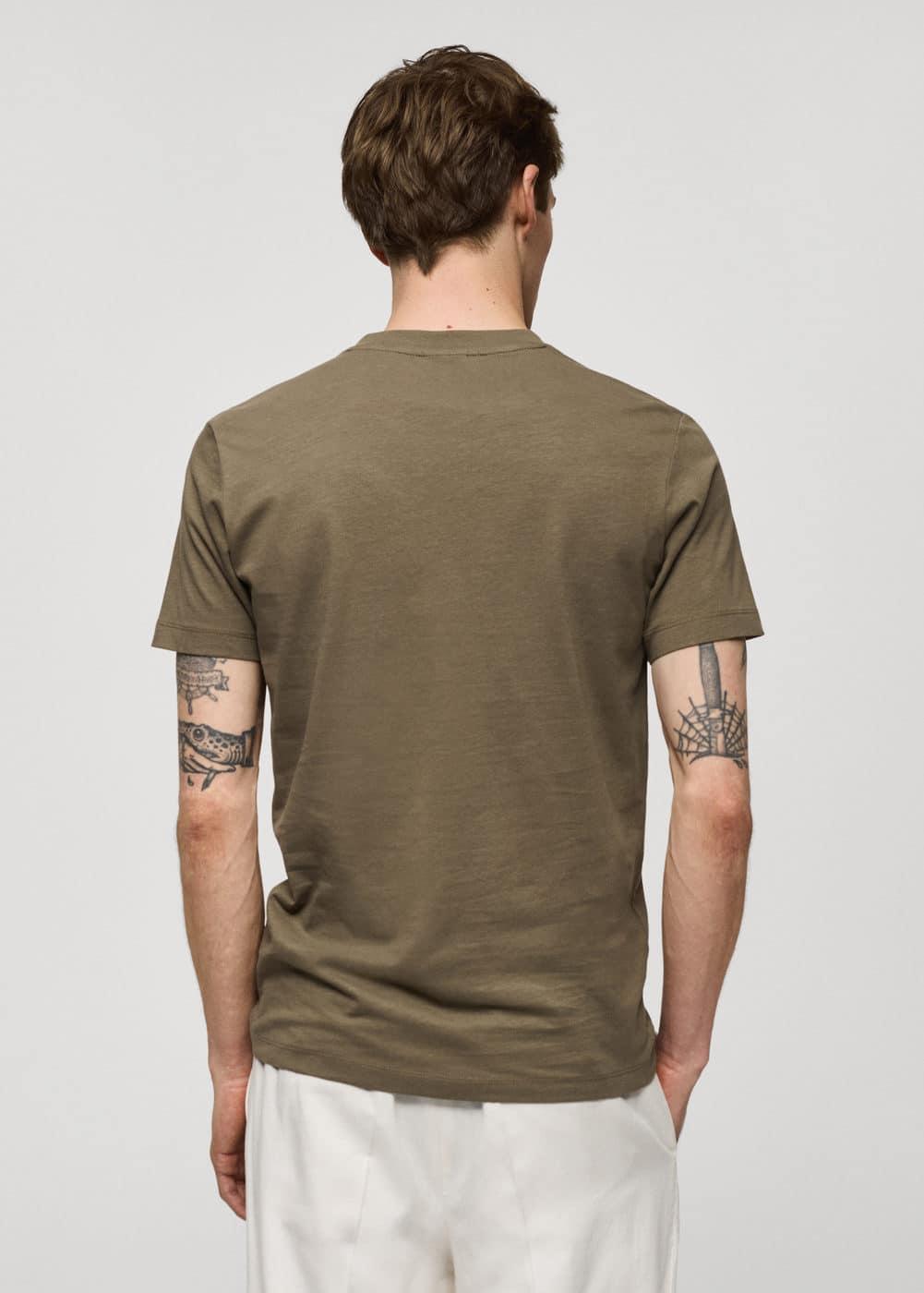 MANGO MAN - Slim-fit cotton V-neck t-shirt medium brownMen Product Image