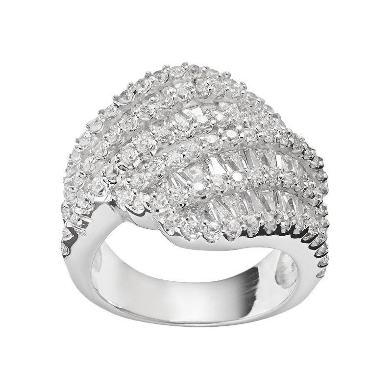 Sophie Miller Sterling Silver Cubic Zirconia Wrap Ring, Womens White Product Image