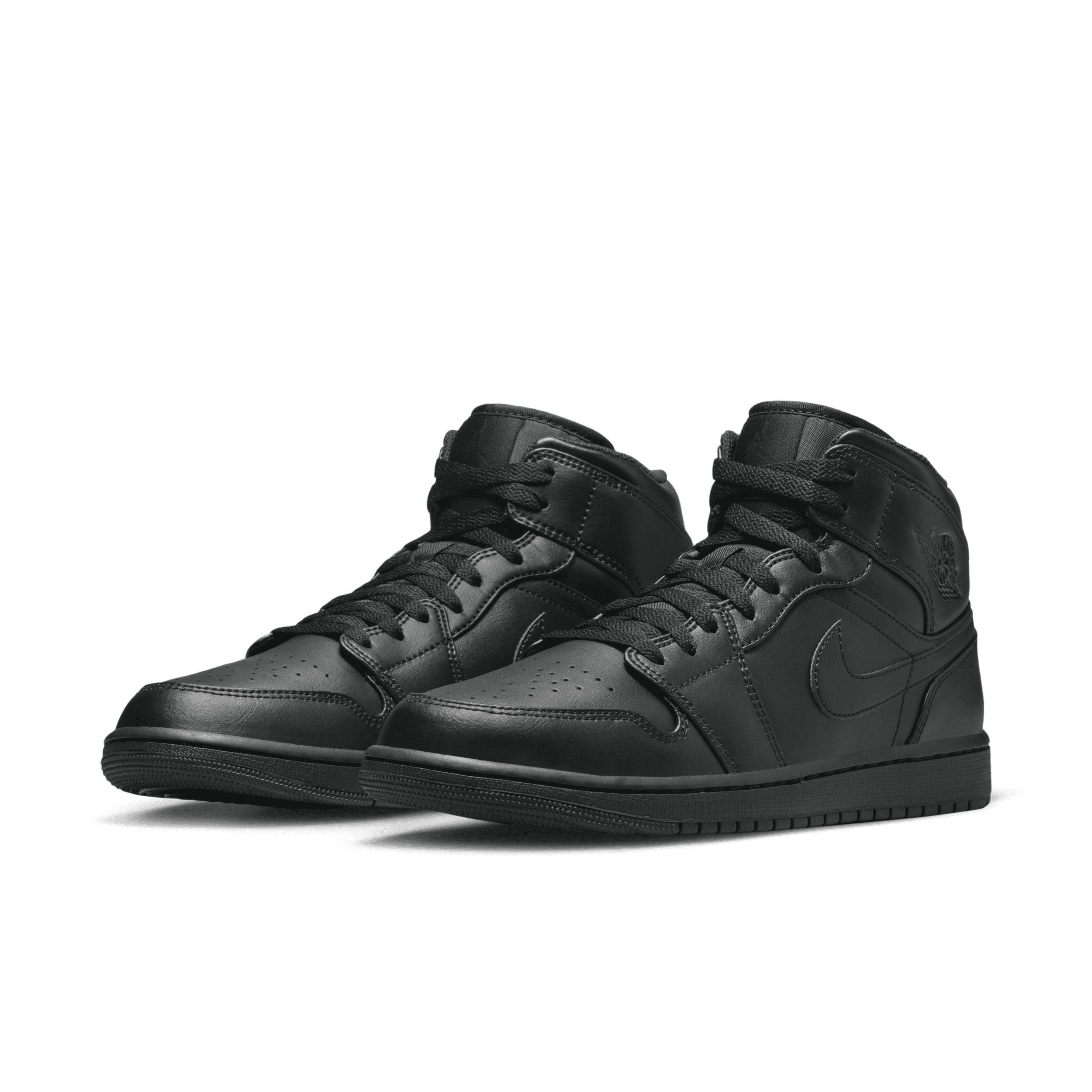 Jordan Mens Jordan AJ 1 Mid - Mens Basketball Shoes Black/Black/Black Product Image