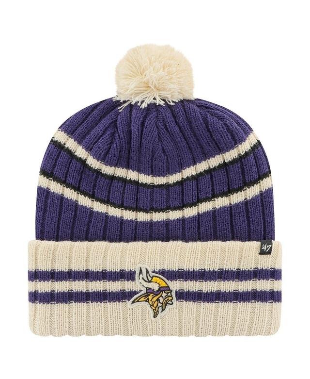 Mens 47 /Cream Minnesota Vikings No Huddle Cuffed Knit Hat with Pom Product Image