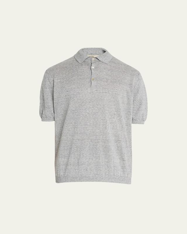 Mens Short Sleeve Linen Polo Shirt Product Image