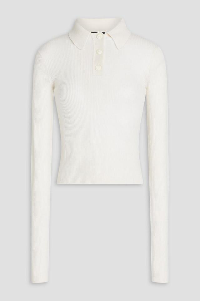 RAG & BONE Mandee Ribbed Cashmere Polo Sweater In Ivory Product Image