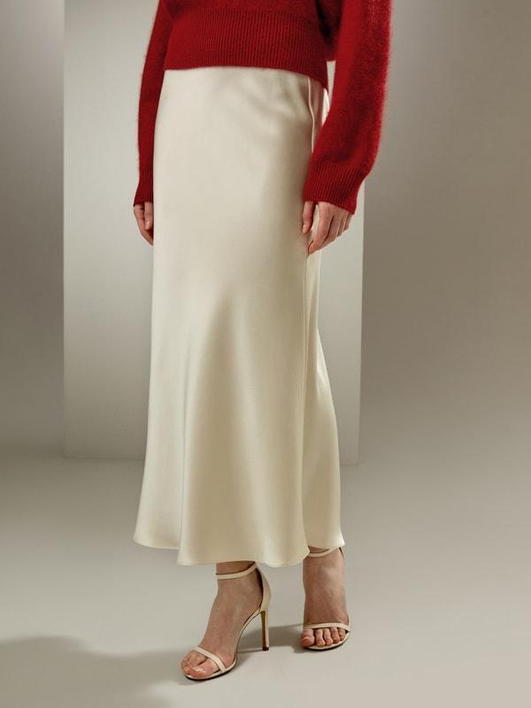 Silk Maxi Skirt with Flare Hem Product Image