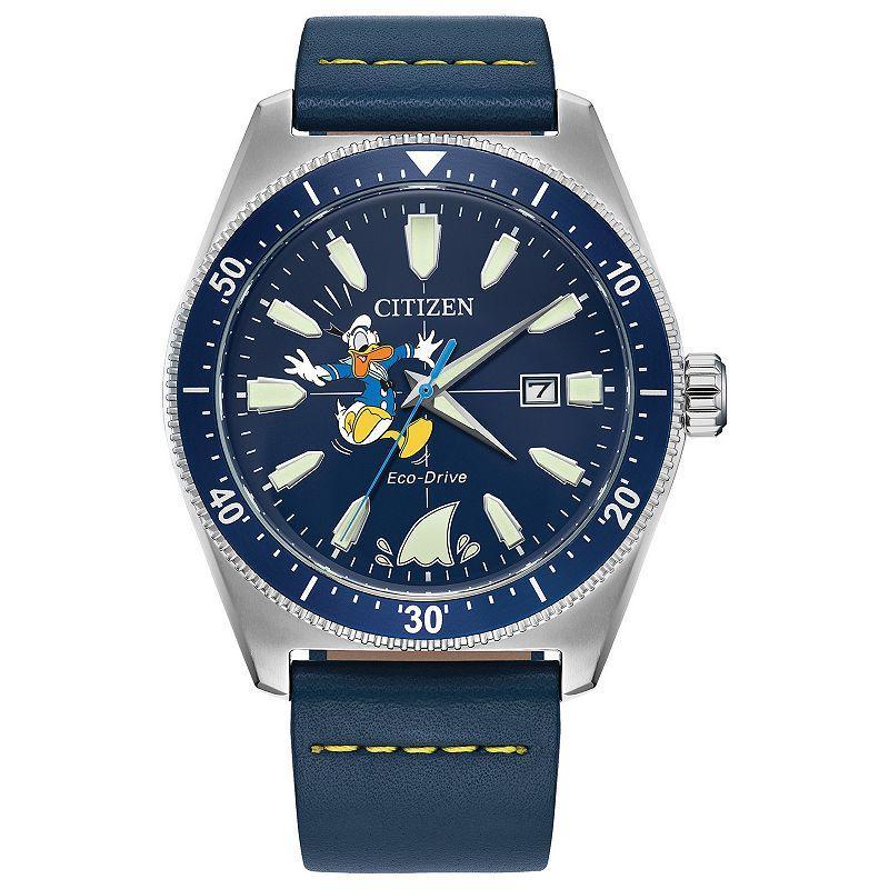 Citizen Eco-Drive Mens Donald Duck Blue Leather Strap Watch 42mm Product Image