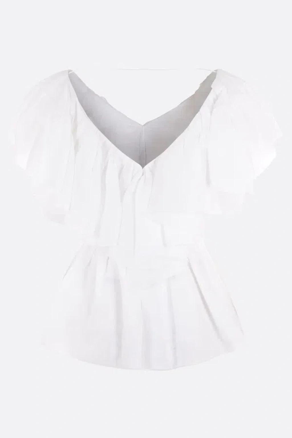 CHLOÉ Ruffled Ramie Blouse In White Product Image