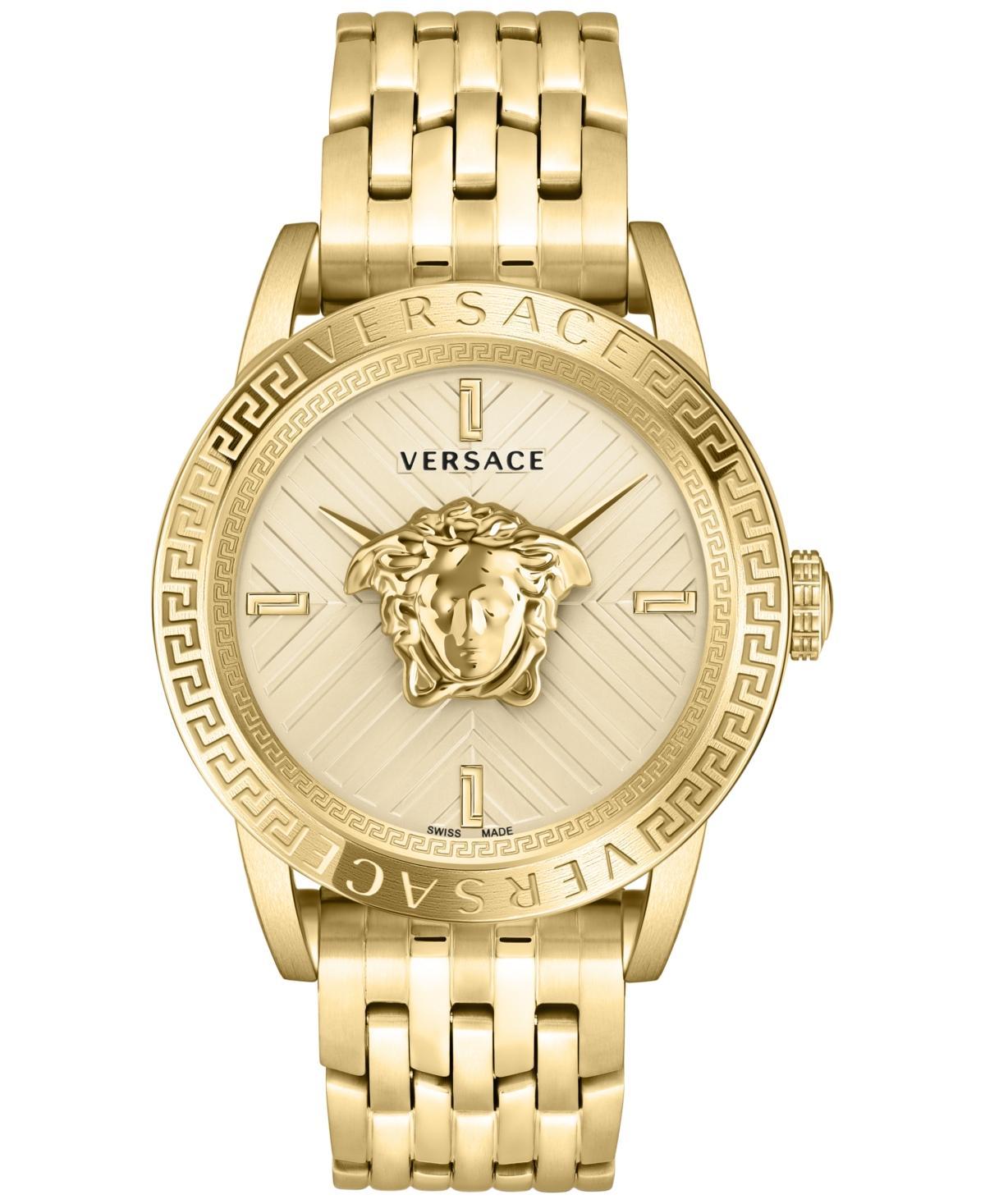 Versace Mens V-Code Quartz Analog Gold Stainless Steel Bracelet Watch Product Image