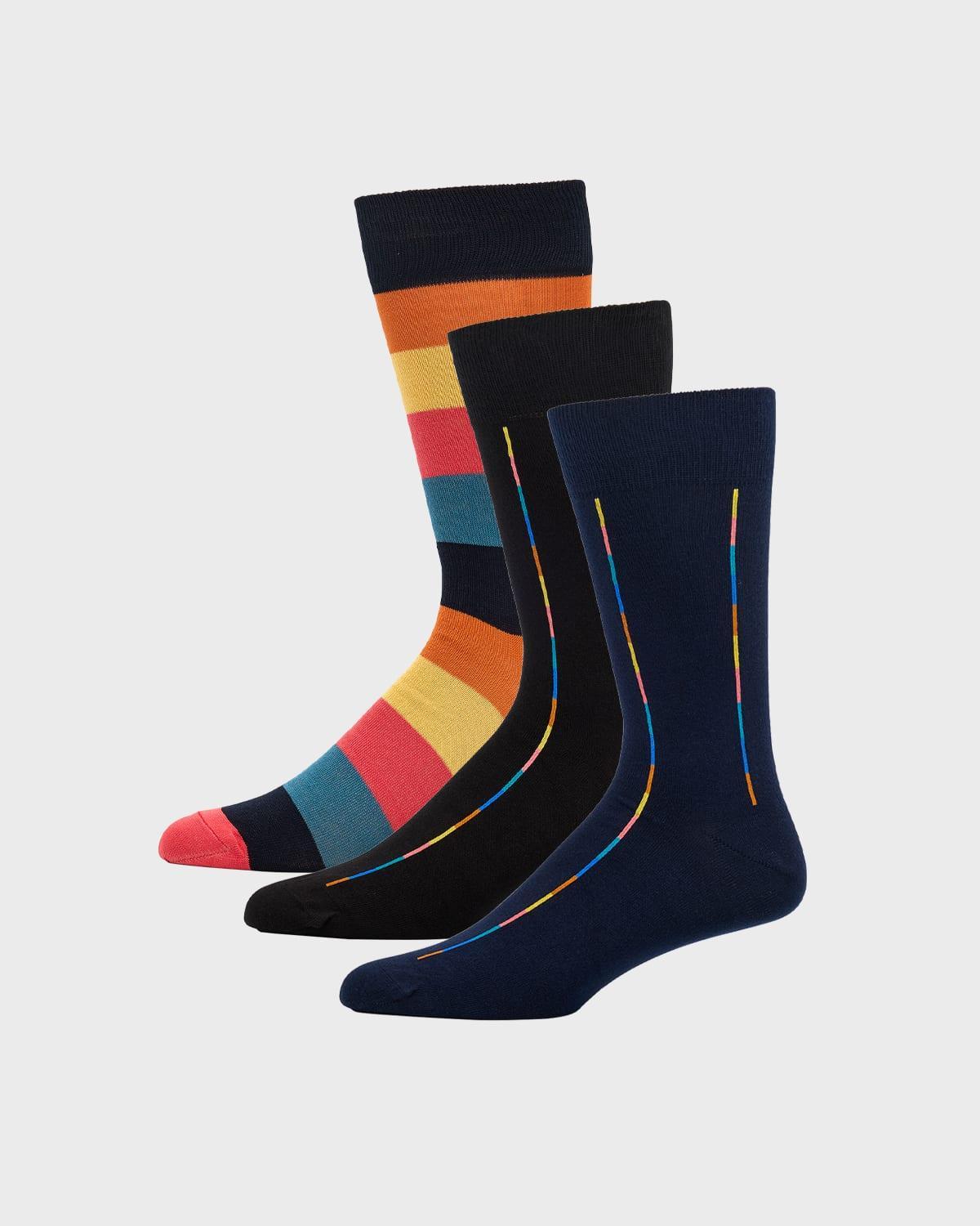 Mens 3-Pack Mixed Stripe Crew Socks Product Image