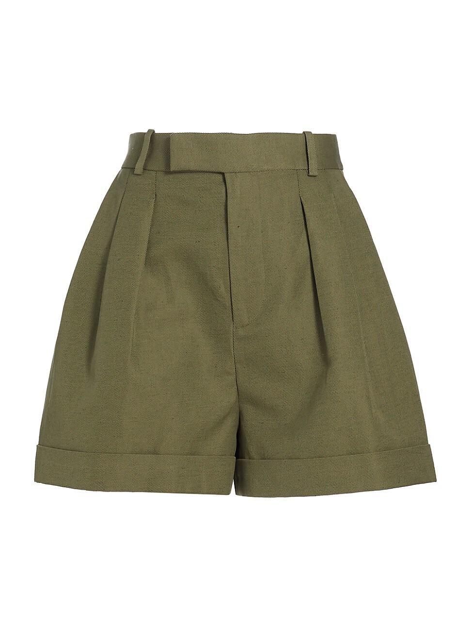 Womens Pleated Cotton-Linen Shorts Product Image