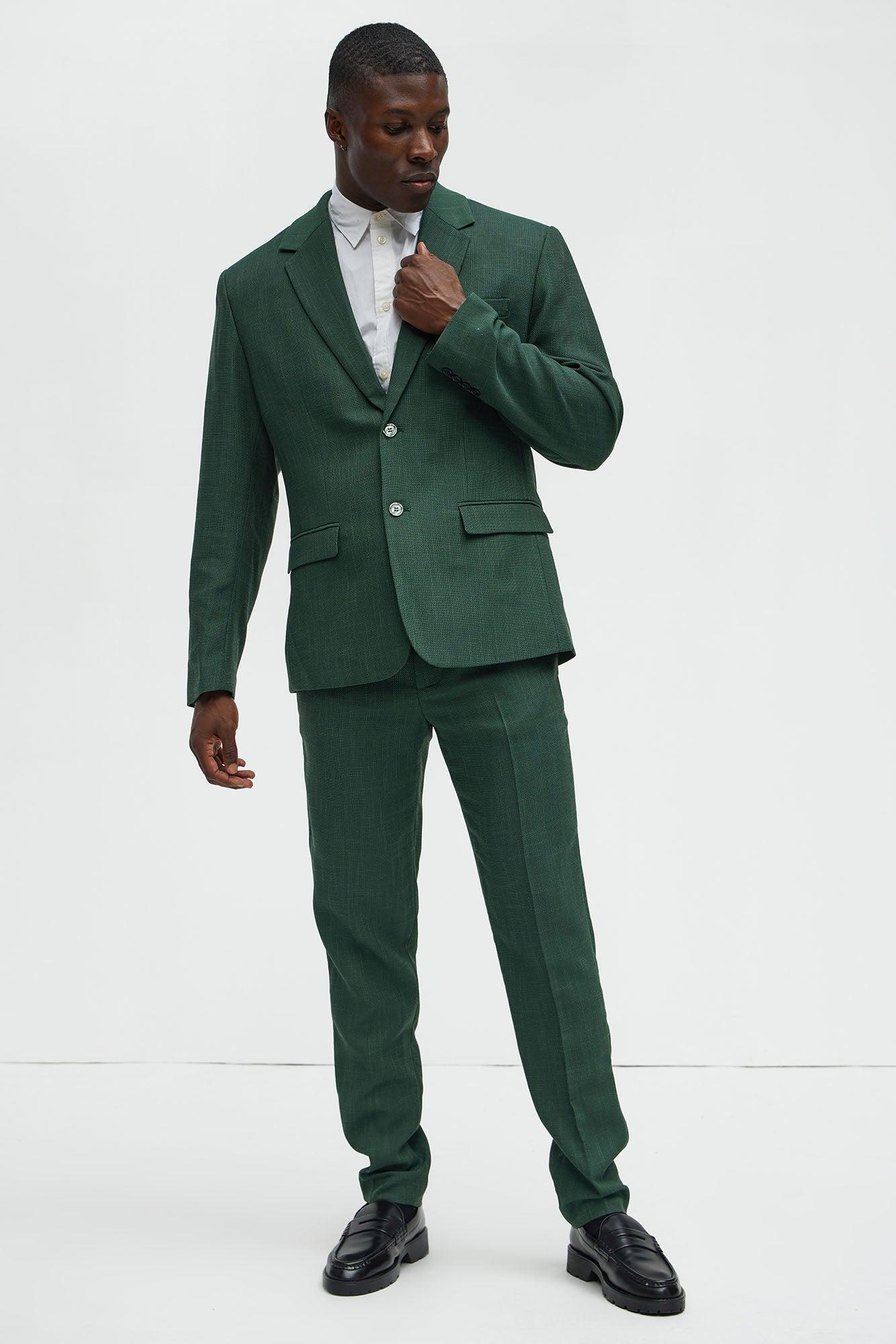 Shepton Solid Texture Slim Trousers - Green Product Image