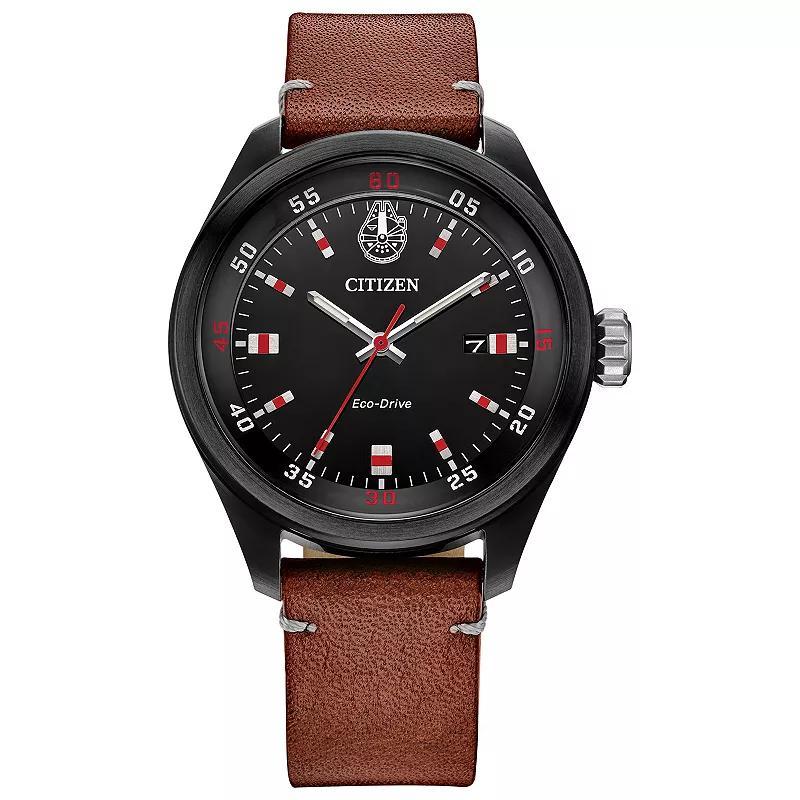 Citizen Mens Star Wars Collection Chewbacca Three Hand Brown Leather Strap Watch Product Image