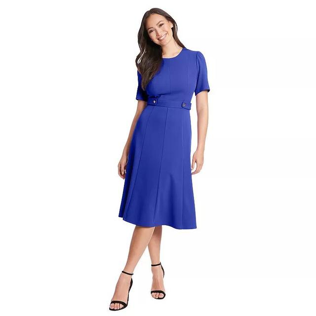 Womens London Times Solid Side Tab Fit & Flare Dress Product Image