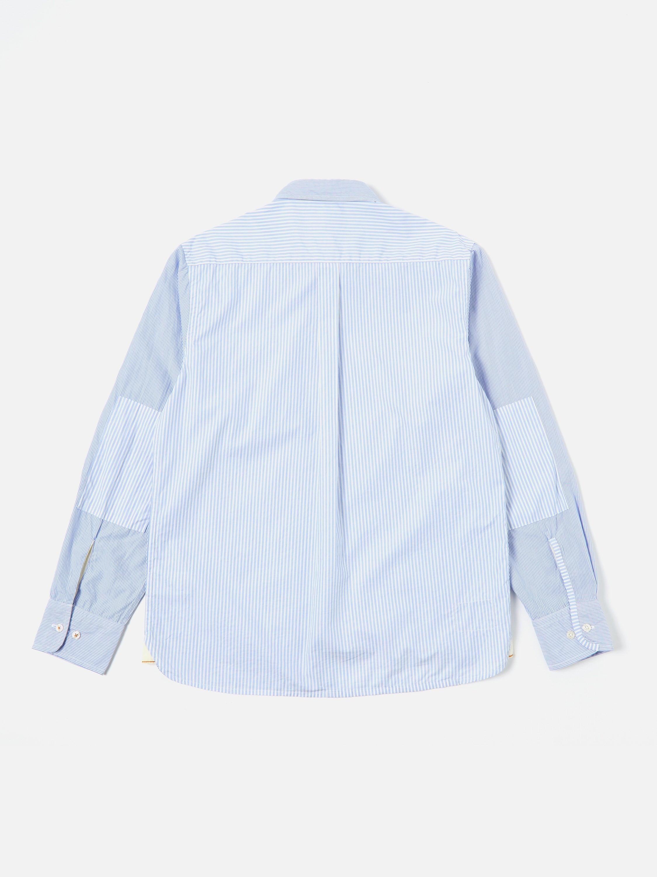 Universal Works L/S Patch Shirt in Blue Classic Stripes Product Image