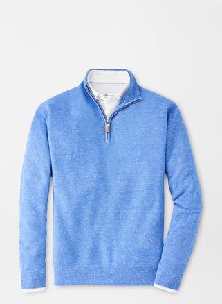 Peter Millar Mens Cashmere-Linen Quarter-Zip Sweater | Color: Blue River | Size: L Product Image