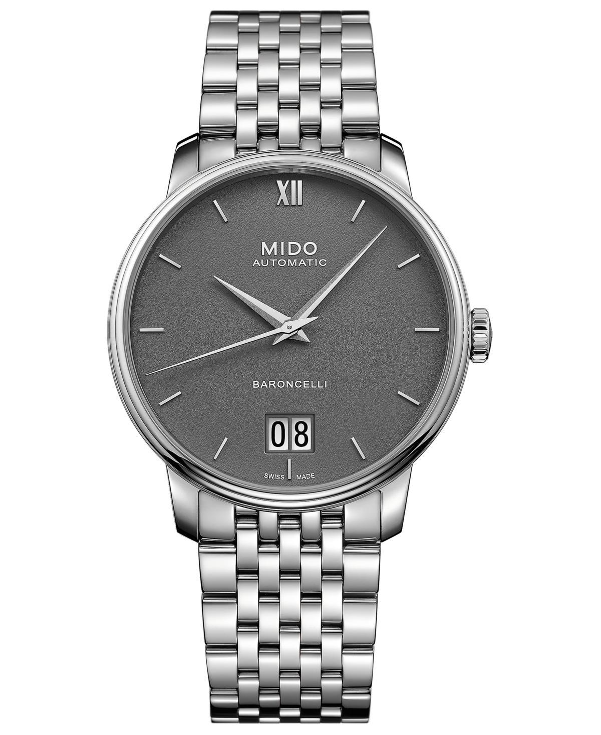 Mido Mens Swiss Automatic Baroncelli Iii Stainless Steel Bracelet Watch 40mm - Stainless Steel Product Image