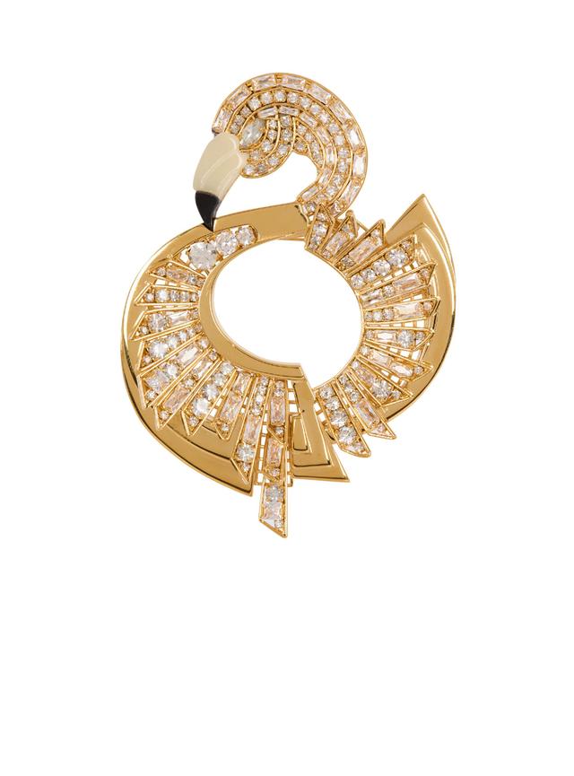 Brass and crystal flamingo brooch  Product Image