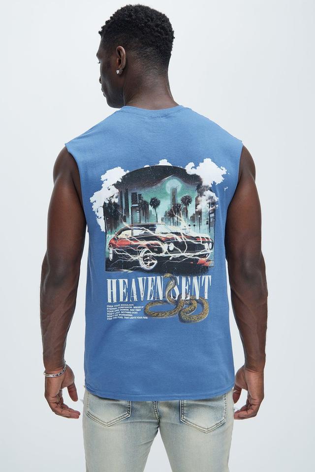 Heaven Meant Sleeveless Tee - Slate Blue Product Image