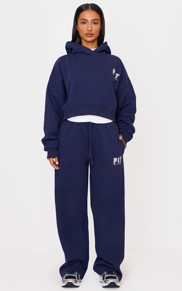 Petite Navy Printed Boxy Hoodie Product Image