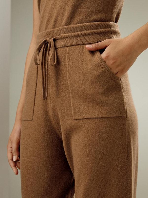 Pegged Cashmere Pants with Drawstrings Product Image