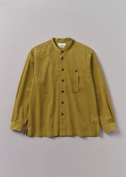 Dropped Shoulder Organic Cord Grandad Shirt | Golden Olive Product Image