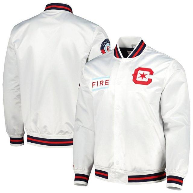 Mens Mitchell & Ness White Chicago Fire City Full-Snap Satin Jacket Product Image