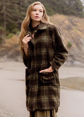 Gertie Coat in Olive Plaid Product Image