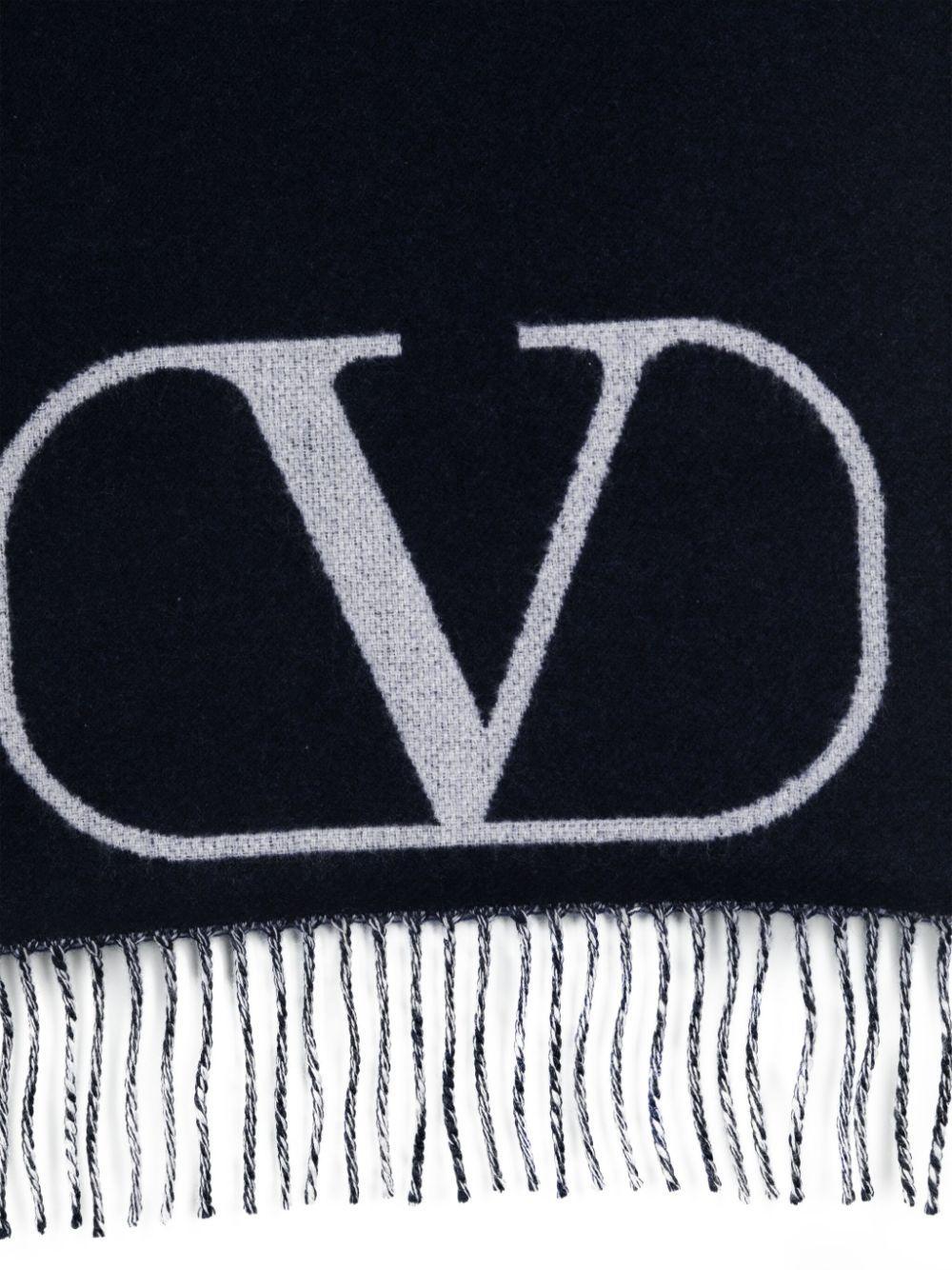 VALENTINO Vlogo Signature Frayed Scarf In Blue Product Image