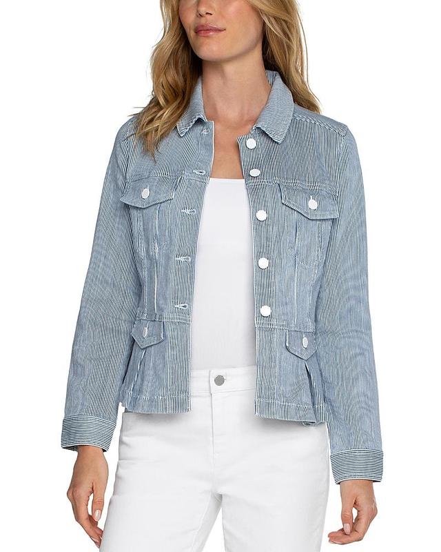 Liverpool Los Angeles Chambray Peplum Jacket Product Image