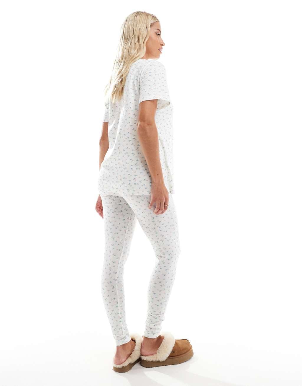 ASOS DESIGN Maternity exclusive floral print nursing tee & leggings pajama set Product Image