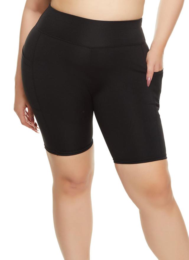 Womens Plus Size High Waisted Cell Phone Pocket Biker Shorts Product Image