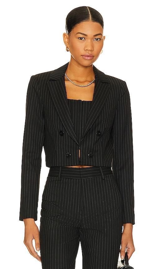 Womens Mya Cropped Pinstriped Blazer Product Image