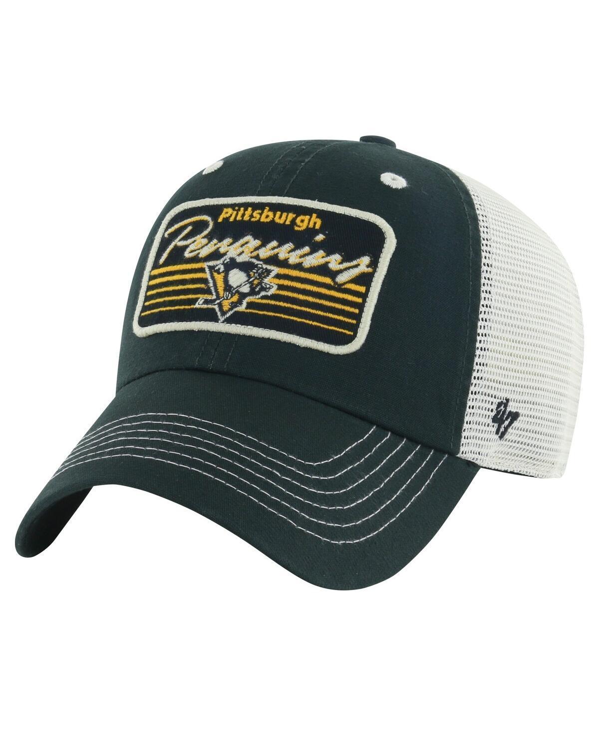 Mens 47 Brand Black Pittsburgh Penguins Five Point Patch Clean Up Adjustable Hat Product Image