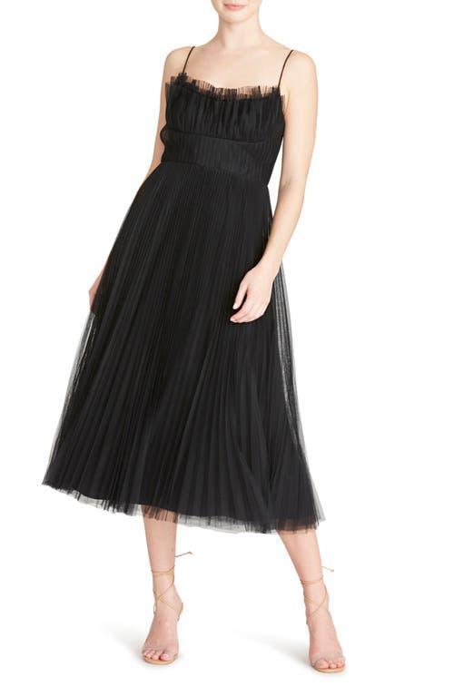 ML Monique Lhuillier Pleated Tulle A-Line Midi Dress Product Image