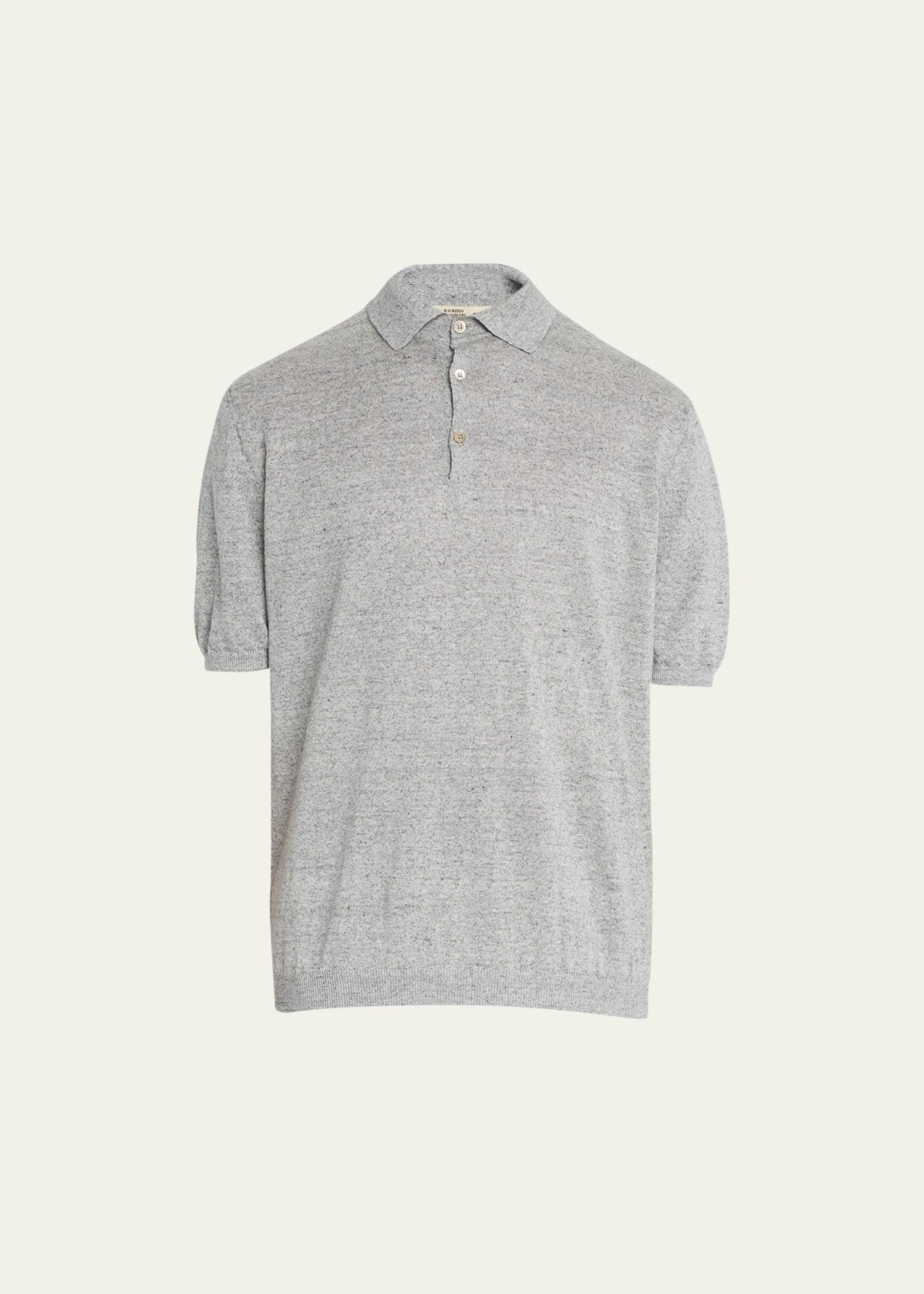 Mens Short Sleeve Linen Polo Shirt Product Image