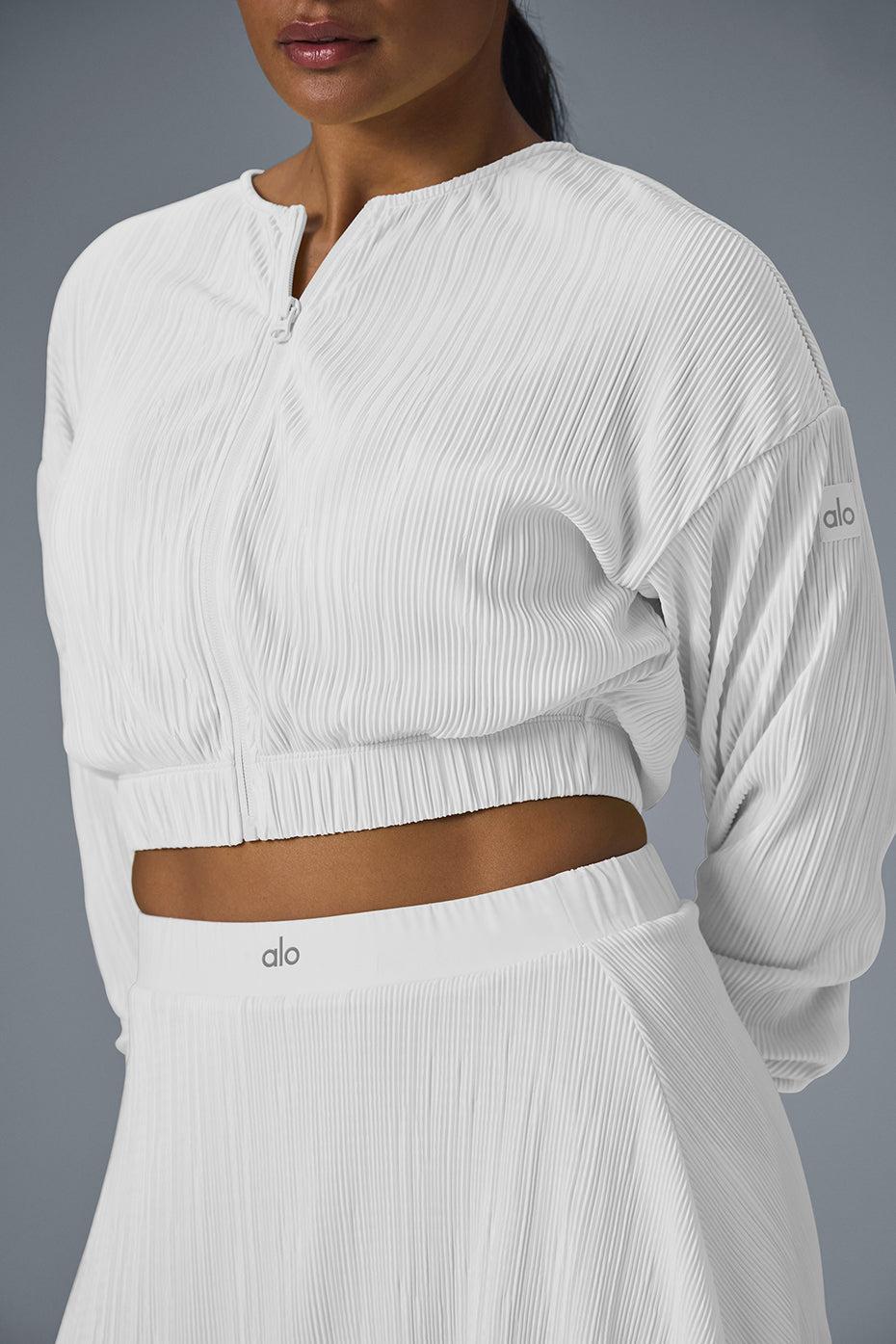 Cropped Micro Plisse Jacket - White Female Product Image