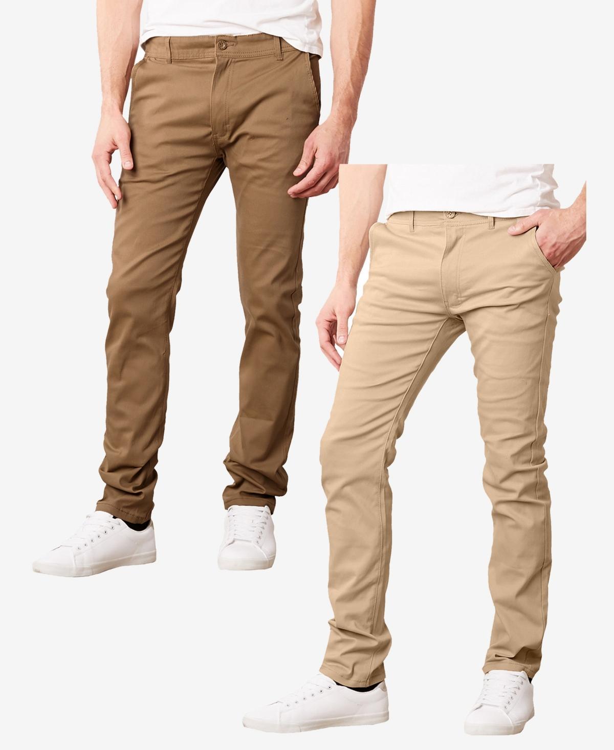 Galaxy By Harvic Mens Super Stretch Slim Fit Everyday Chino Pants, Pack of 2 Product Image