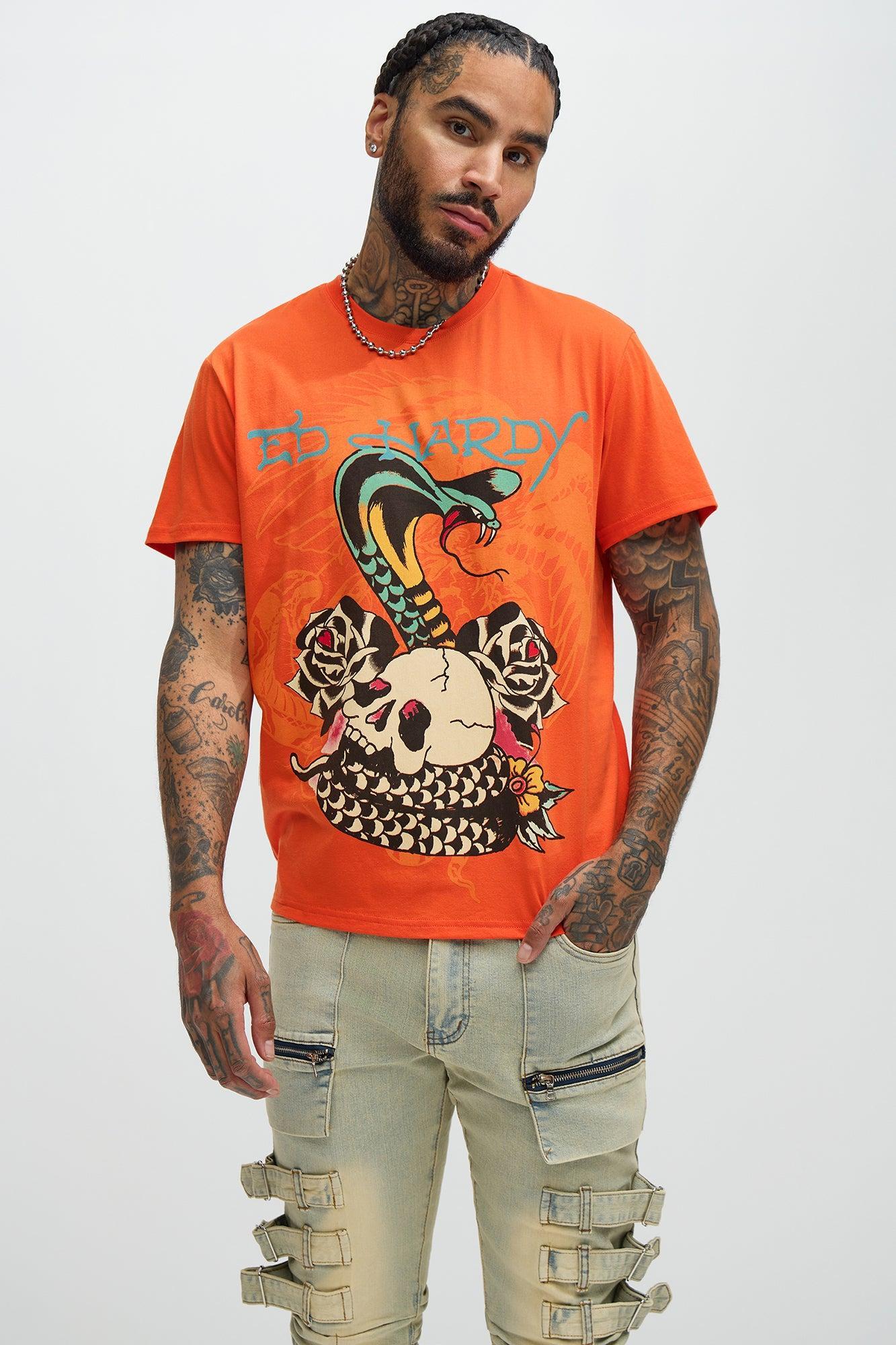 Ed Hardy Rose Cobra Short Sleeve Tee - Orange Product Image