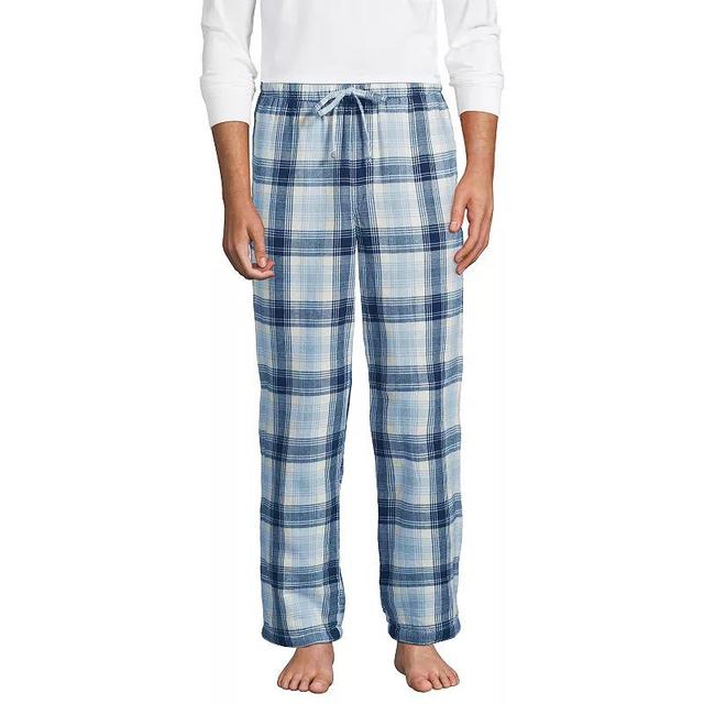 Big & Tall Lands End Plaid Sherpa-Lined Flannel Pajama Sleep Pants, Mens Blue Alabaster Plaid Product Image