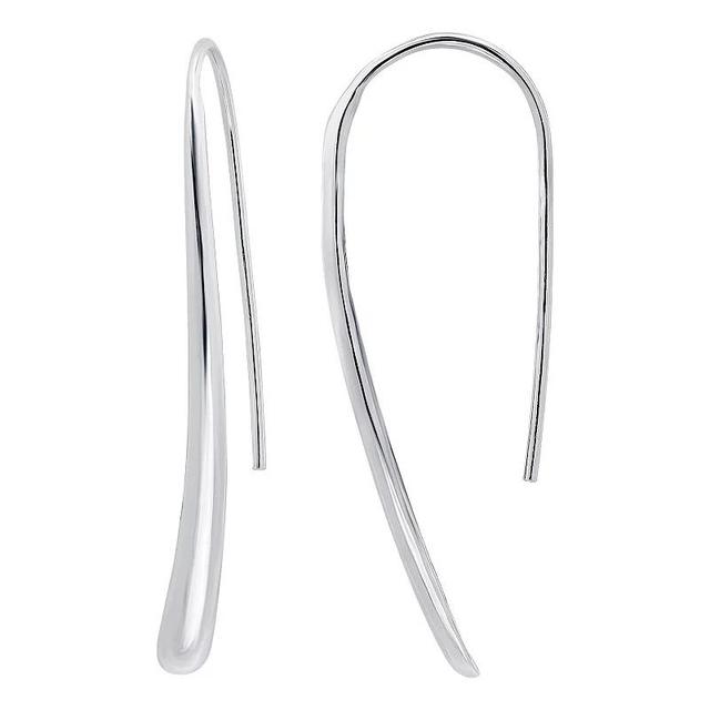 Aleure Precioso Sterling Silver Sculptured Polished Linear Drop Earrings, Womens, Silver Tone Product Image