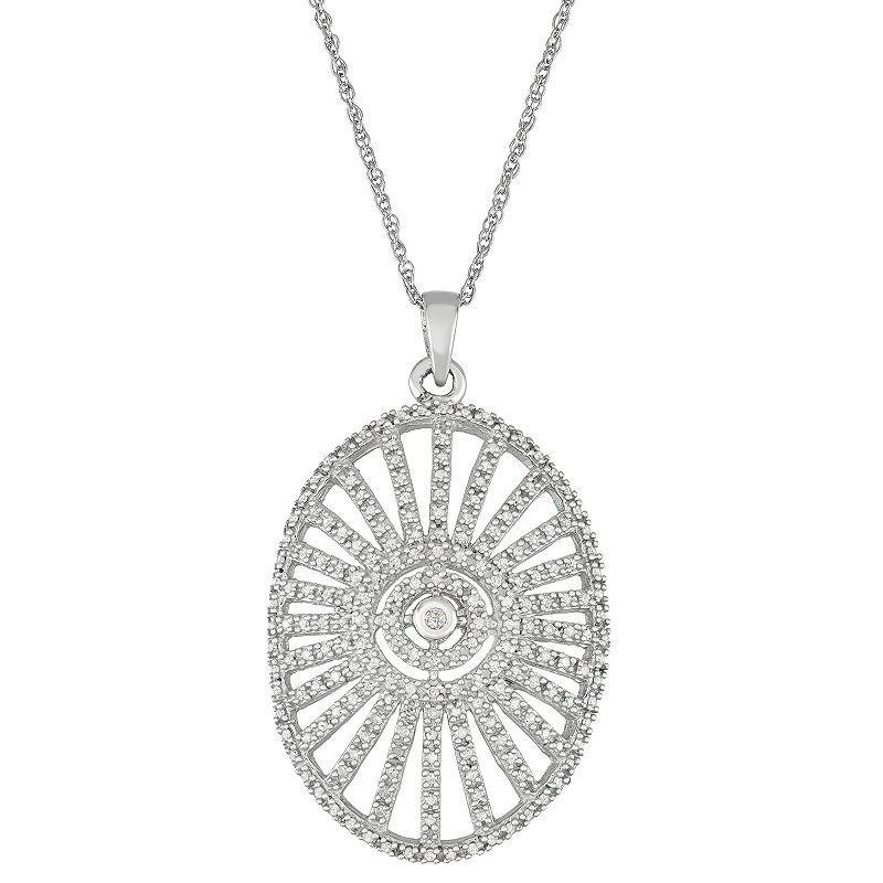 Sterling Silver 1/2 Carat T.W. Diamond Openwork Pendant Necklace, Womens, Size: 18, White Product Image