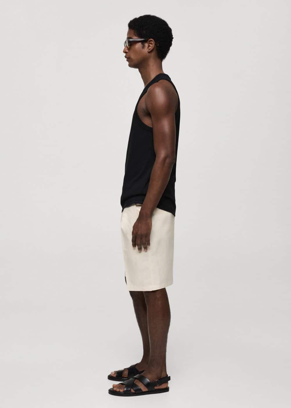 MANGO MAN - Strap cotton T-shirt blackMen Product Image