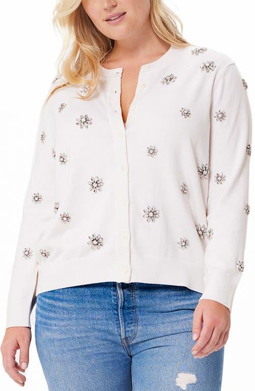 Minnie Rose Cotton Crewneck Gem Cardigan Product Image