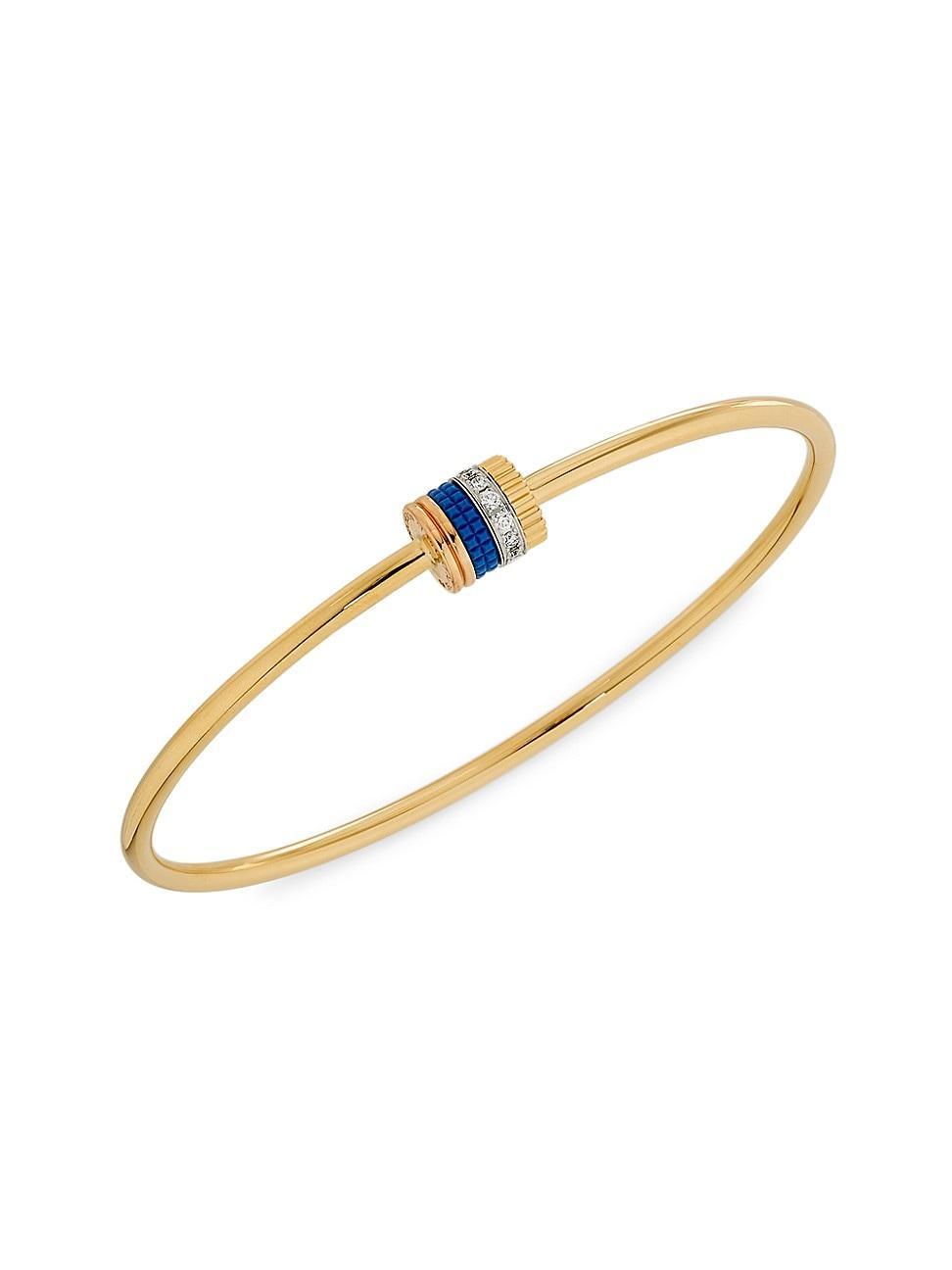 Womens Quatre Blue Edition Tri-Tone 18K Gold, HyCeram & 0.11 TCW Diamond Bangle Product Image