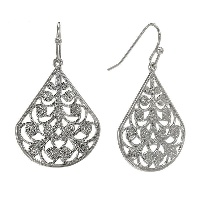 2028 Gold Tone Filigree Pear-shaped Earrings Product Image