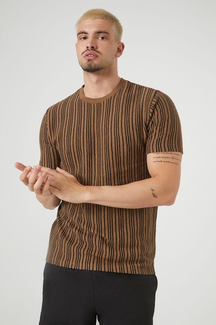 Textured Striped Crew Tee | Forever 21 Product Image