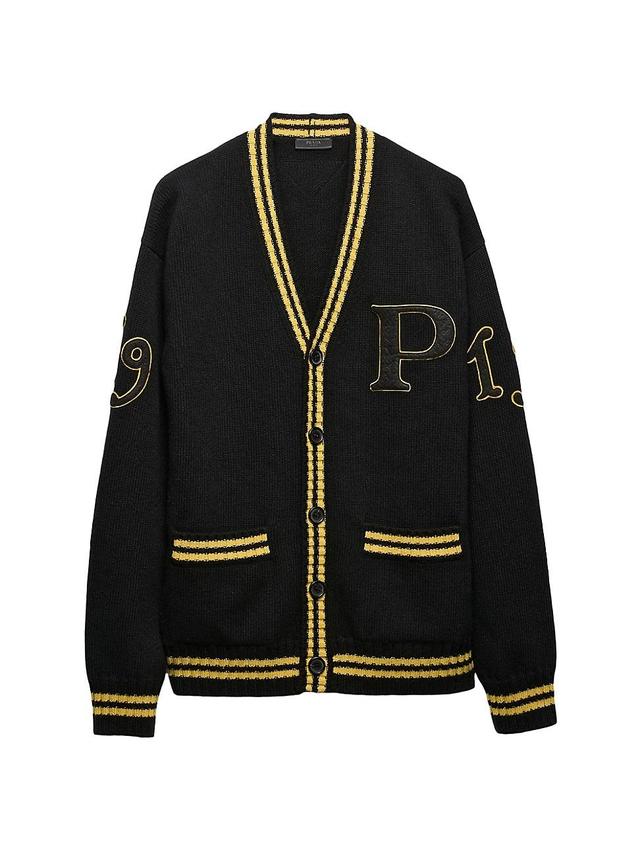 Mens Wool and Cashmere Cardigan with Patches Product Image