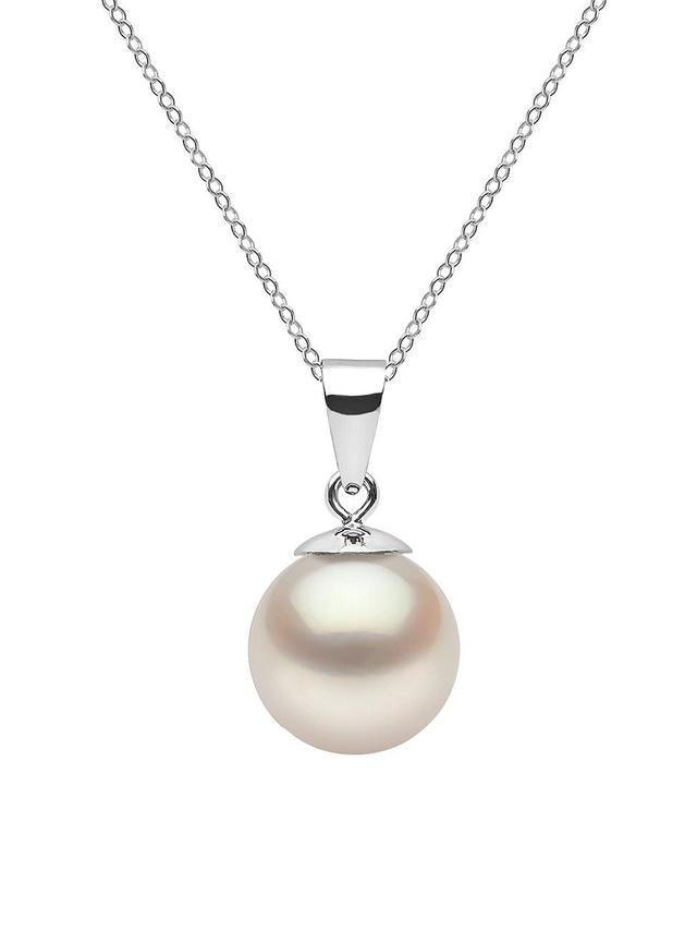 Womens 14K White Gold & 9-10MM White Freshwater Pearl Pendant Necklace Product Image