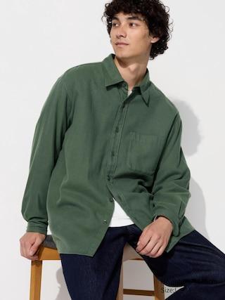 Mens Flannel Shirt Olive 2XS UNIQLO US Product Image