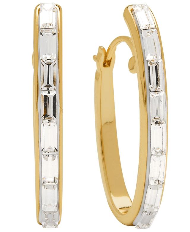 Womens Crystal Baguette Oval Hoop Earring Product Image