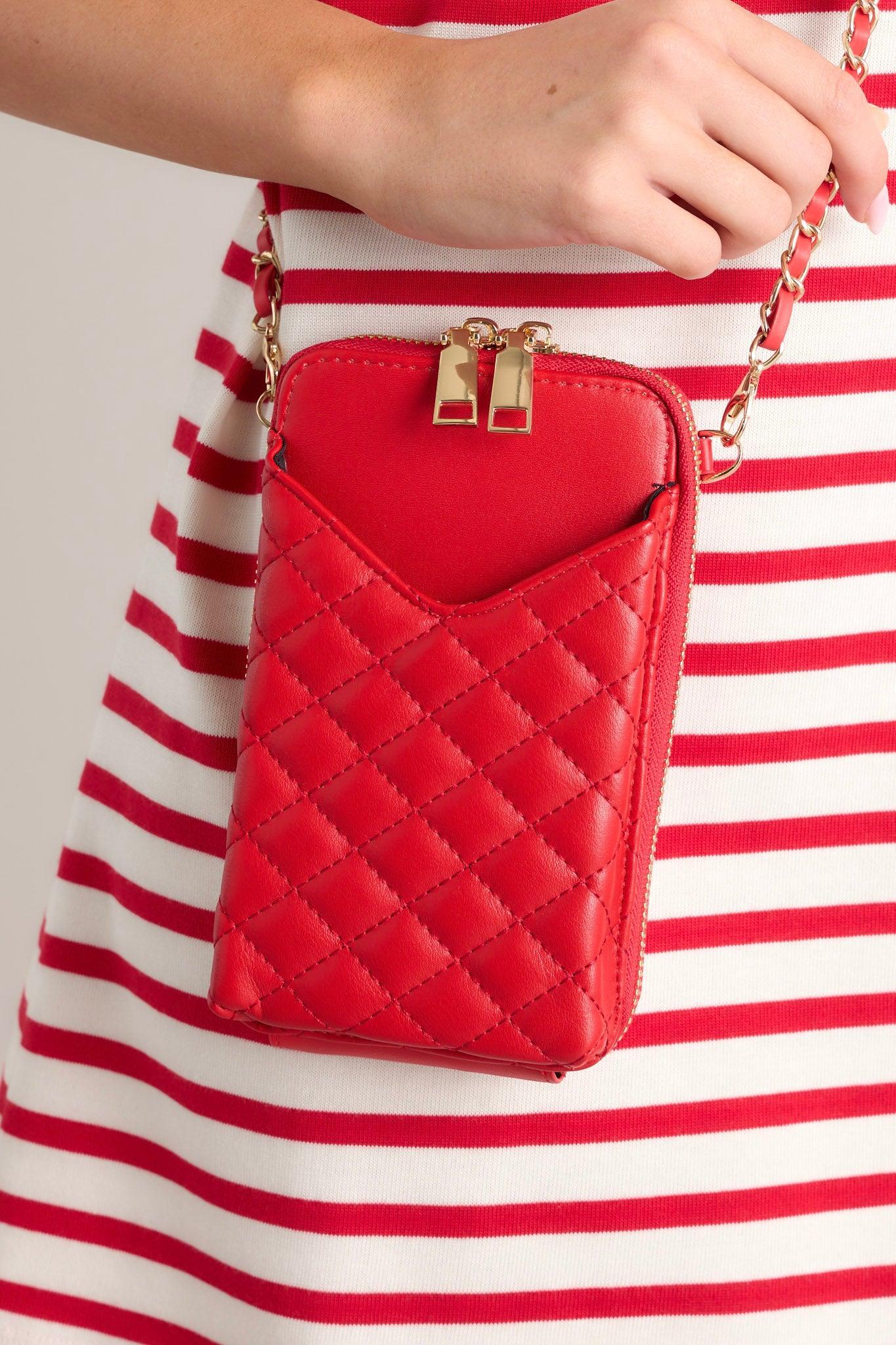 Street Smart Red Quilted Mini Crossbody Bag Product Image